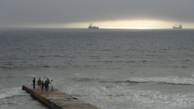 pier on Lagoon Beach in winter