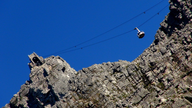 Cable car going up Table Mountain