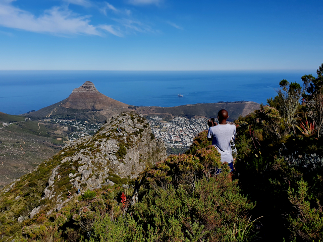 View from the top of Devil's Peak of Lions Head and Signal Hill