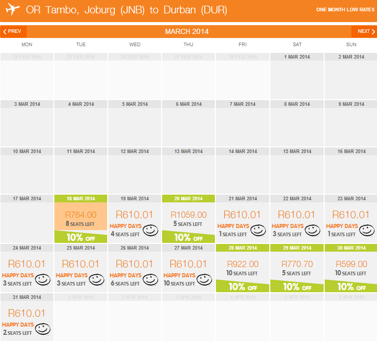Mango Airlines Happy Day sale with an Edgars Club card