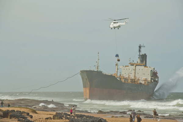 Phoenix ship runs aground on Salt Rock beach