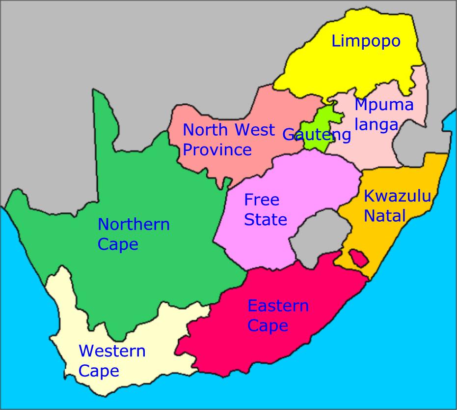 Map of South Africa's provinces