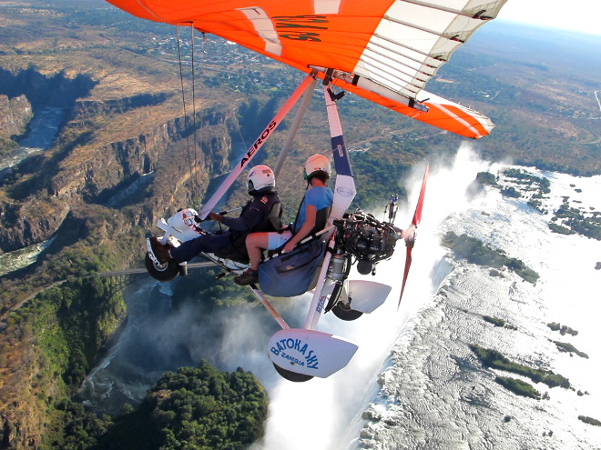 microlight flight over the Victoria Falls