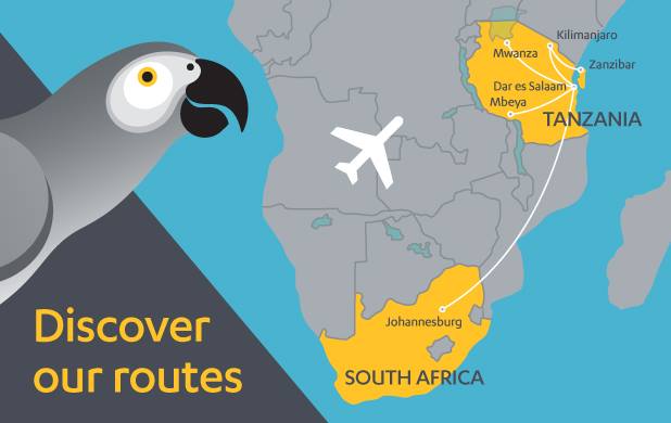 fastjet flights from Johannesburg to Dar es Salaam (Tanzania) - map & onward flight routes