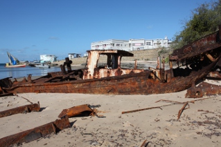 rusting boat on Vilankulo beach