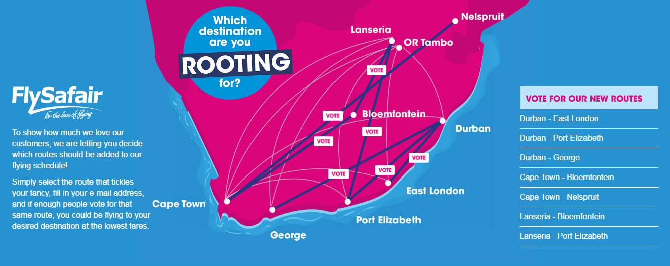 Vote for the next FlySafair route!