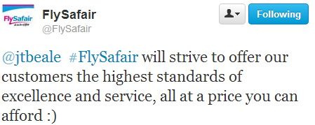 FlySafair aims to offer the highest service at affordable prices