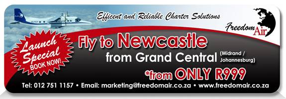 Freedom Air flight special from Johannesburg to Newcastle