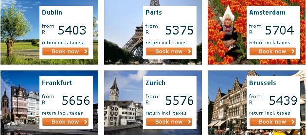 KLM specials from Johannesburg to Dublin, Paris & Amsterdam