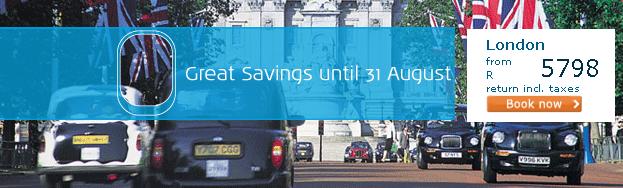 KLM flight from Johannesburg to London from R5798