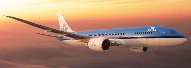 KLM 787 aircraft in the sky