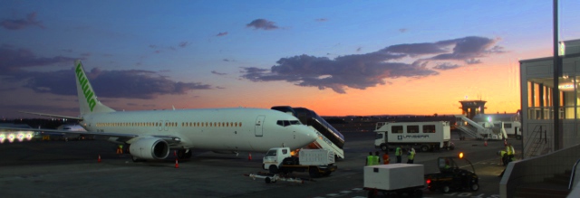Kulula Boeing 737-800 at Lanseria Airport sunset