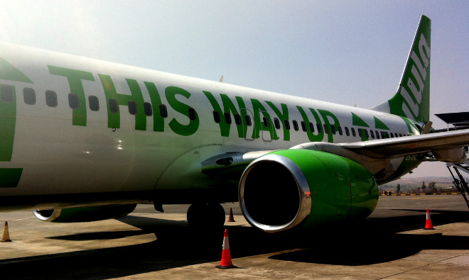 Kulula's "This way up" plane