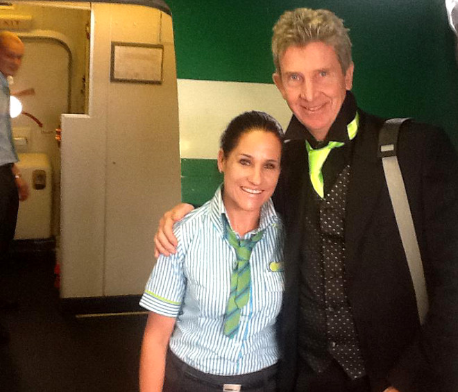 Colin Underwood with a Kulula crew member at East London 
