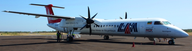 LAM plane at Vilankulo Airport