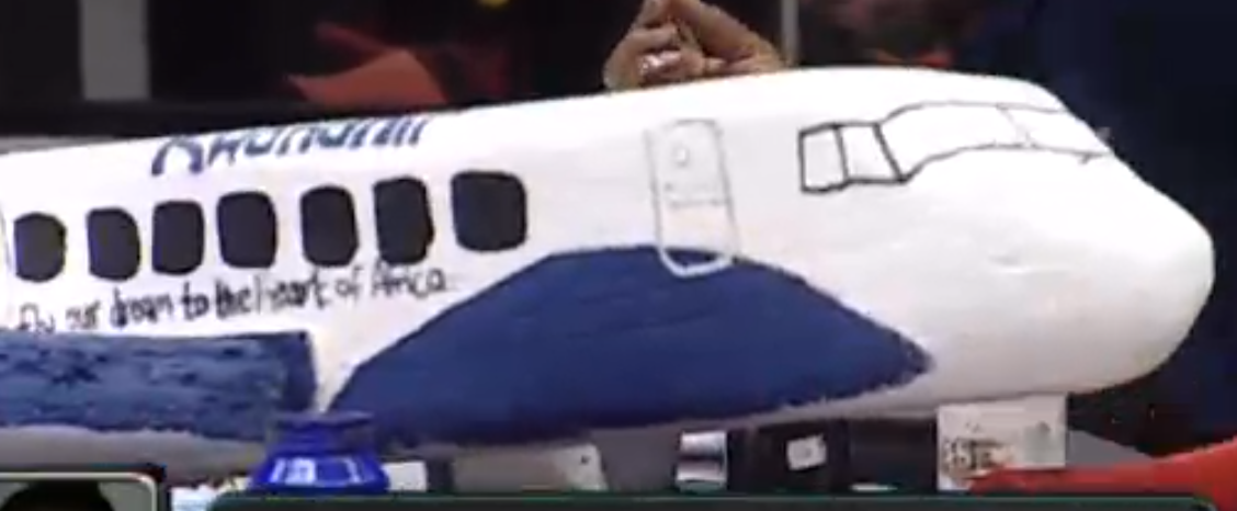 Rwandair plane drawn by Big Brother household