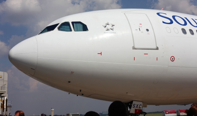 South African Airways A340-300E parked at Johannesburg's OR Tambo International Airport