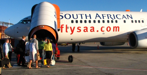 South African Airways flight boarding