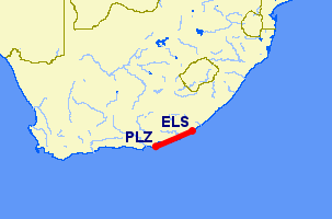 East London to Port Elizabeth flight path