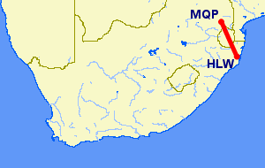 Nelspruit to Hluhluwe flight path