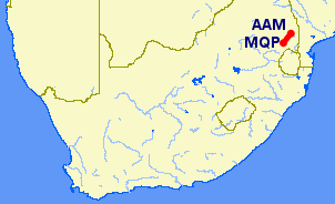 flight route from Nelspruit to Mala Mala