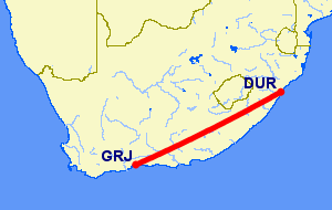 Durban to George flight path