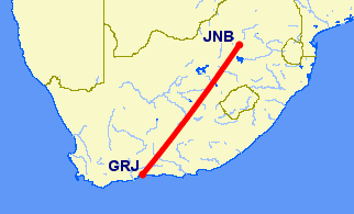 Johannesburg to George flight path