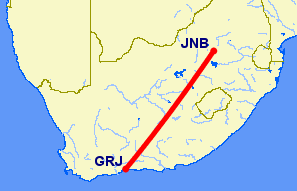 Johannesburg to George flight path