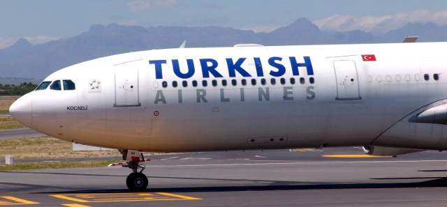Turkish Airlines plane at Cape Town International Airport