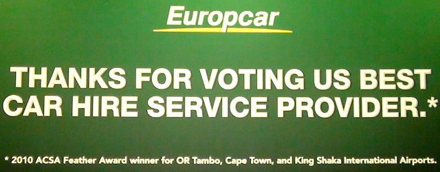 Europcar advert in Johannesburg O.R. Tambo