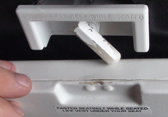 tray table switch on Velvet Sky aircraft