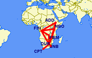 Flights from South Africa to DRC