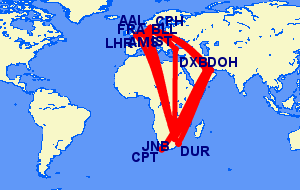 Flights from South Africa to Denmark