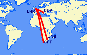 Flights from South Africa to Dubrovnik