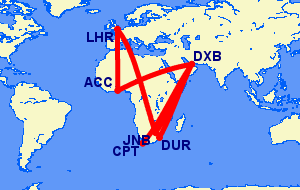 Flights from South Africa to Ghana