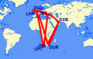 Flights from South Africa to Ireland