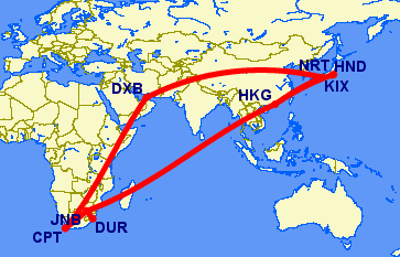 Flights from South Africa to Japan