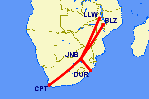 Flights from South Africa to Malawi.