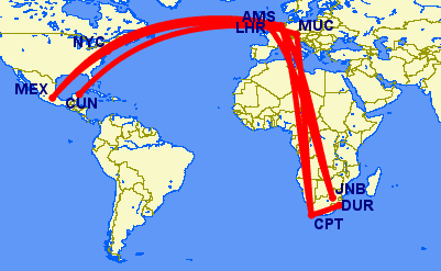 Flights from South Africa to Mexico