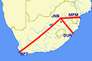 Flights from South Africa to Mozambique
