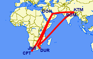 Flights from South Africa to Nepal