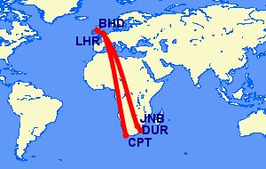 Flights from South Africa to Northern Ireland