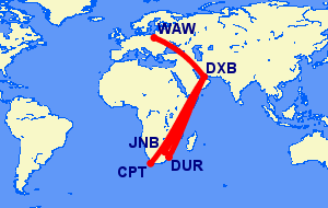 Flights from South Africa to Poland
