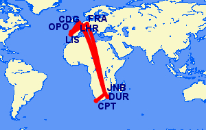 Flights from South Africa to Portugal