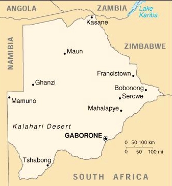 Botswana map including Maun