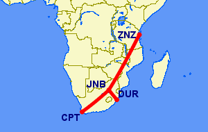 Flights from South Africa to Zanzibar