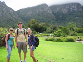 on the grass at Kirstenbosch botanical gardens in Cape Town