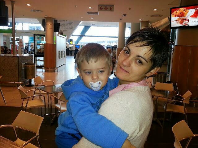 Bianca & her son at the airport