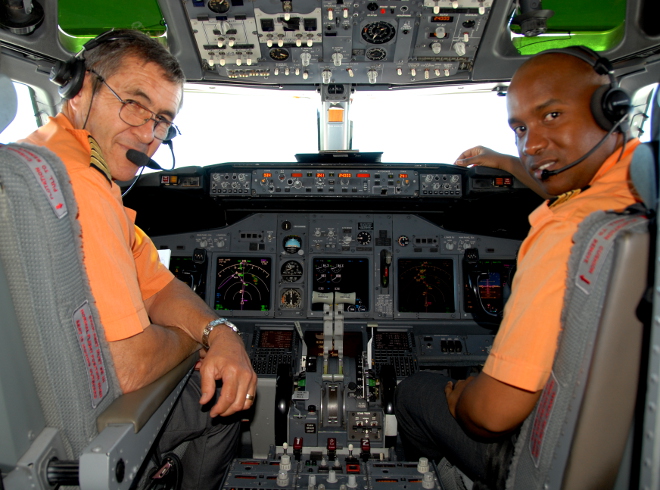 Mango Airlines pilots in the cockpit