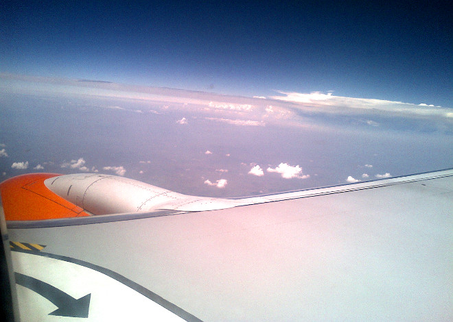 Mango plane in the clouds on its way to Durban